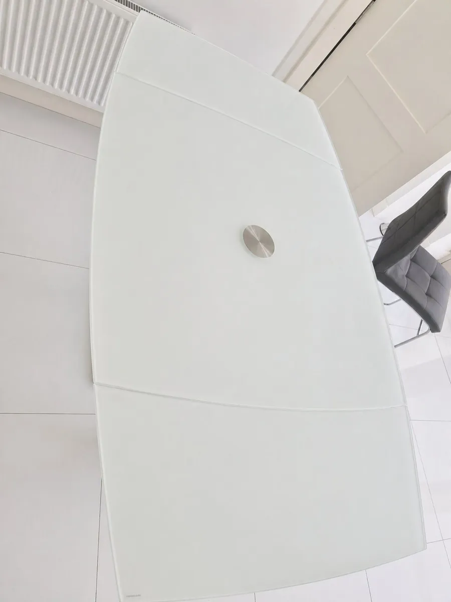 Modern Frosted Glass Extending Dining Table - Image 3