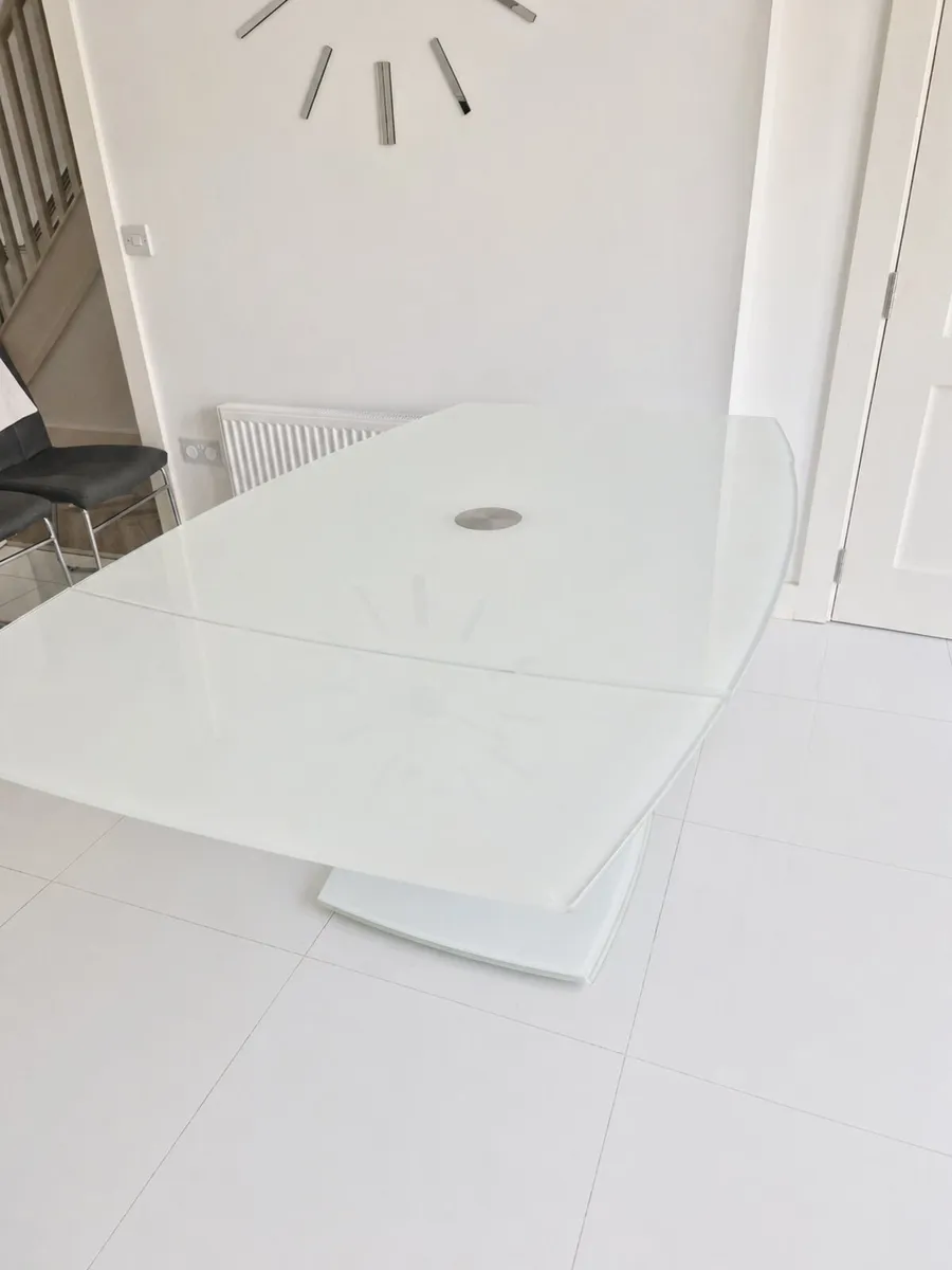Modern Frosted Glass Extending Dining Table - Image 4