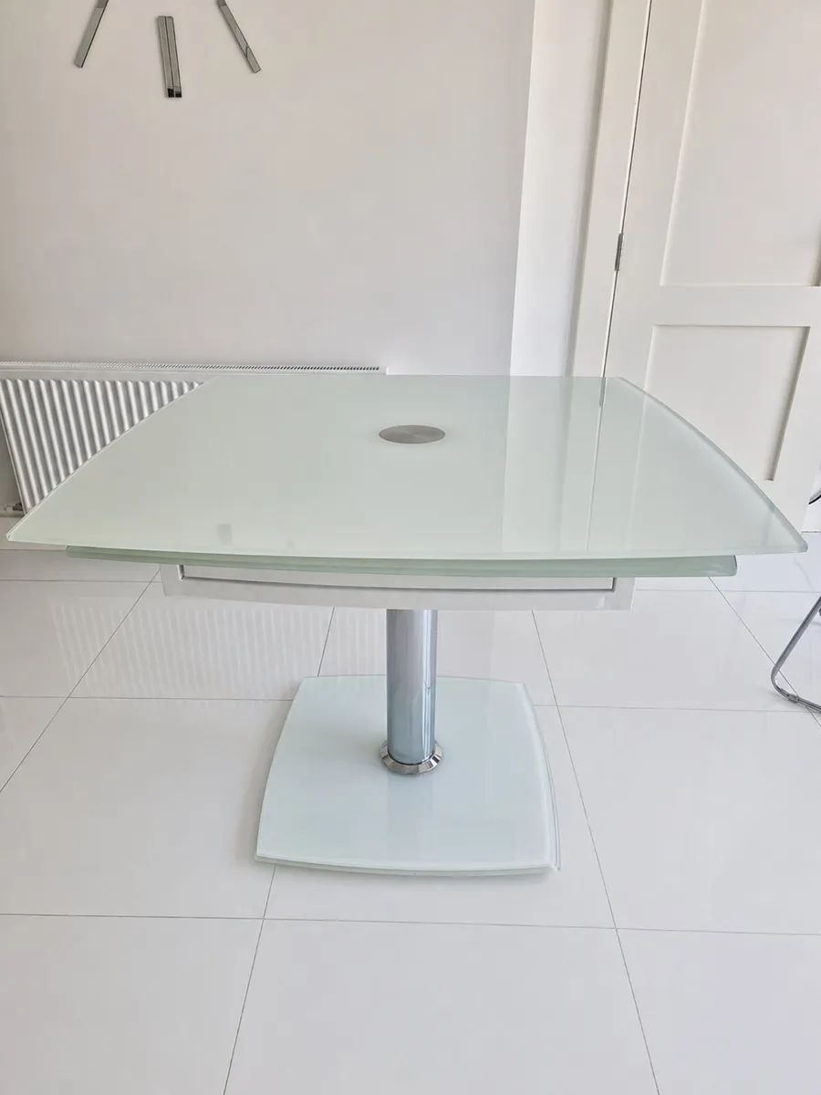 Modern Frosted Glass Extending Dining Table - Image 1