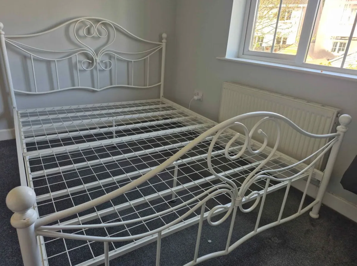 Beautiful White Solid Metal King Size Bed -Deliver - Image 1