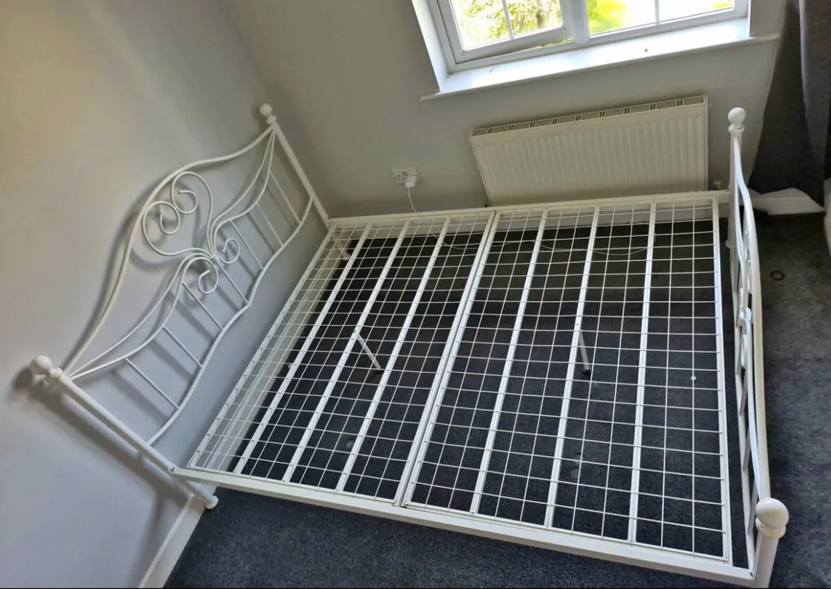 Beautiful White Solid Metal King Size Bed -Deliver - Image 2