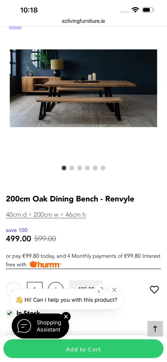 Ez living oak bench - Image 2