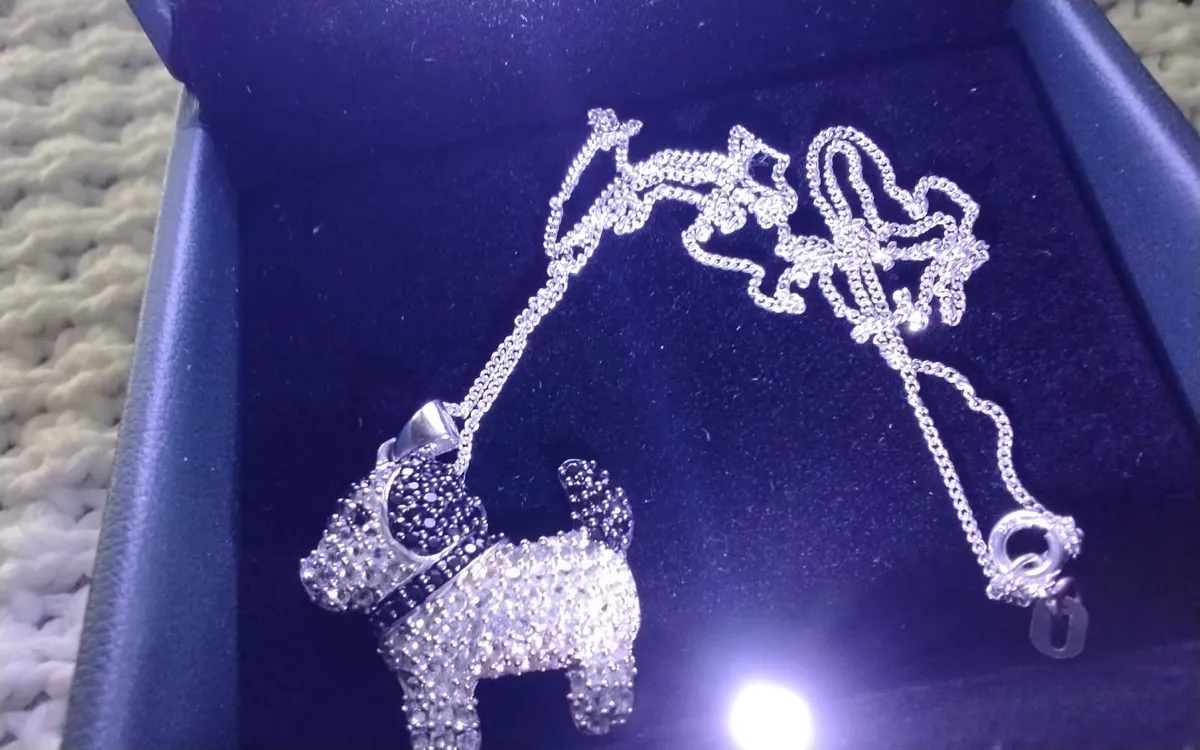 BLACK & WHITE DIAMOND PAVE  DOG PENDANT - Image 4