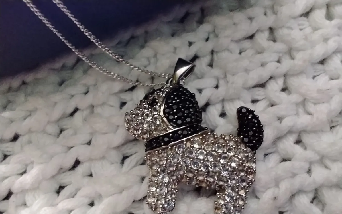 BLACK & WHITE DIAMOND PAVE  DOG PENDANT - Image 2