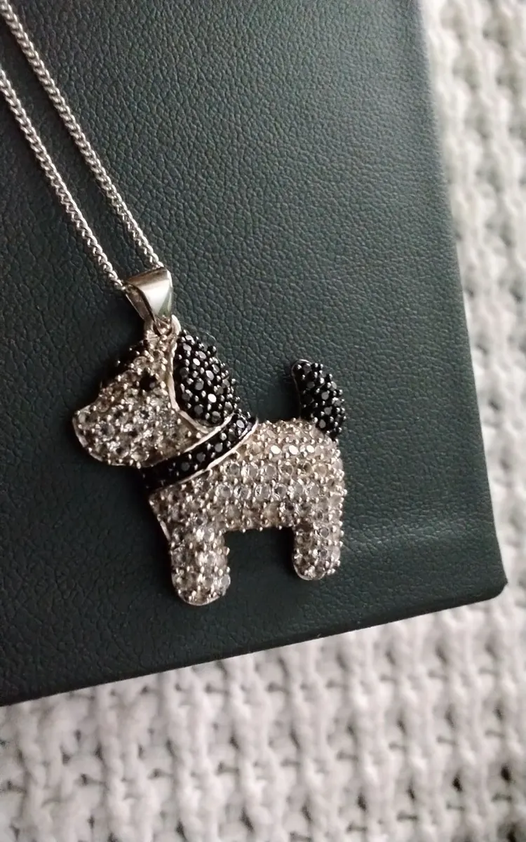 BLACK & WHITE DIAMOND PAVE  DOG PENDANT - Image 1