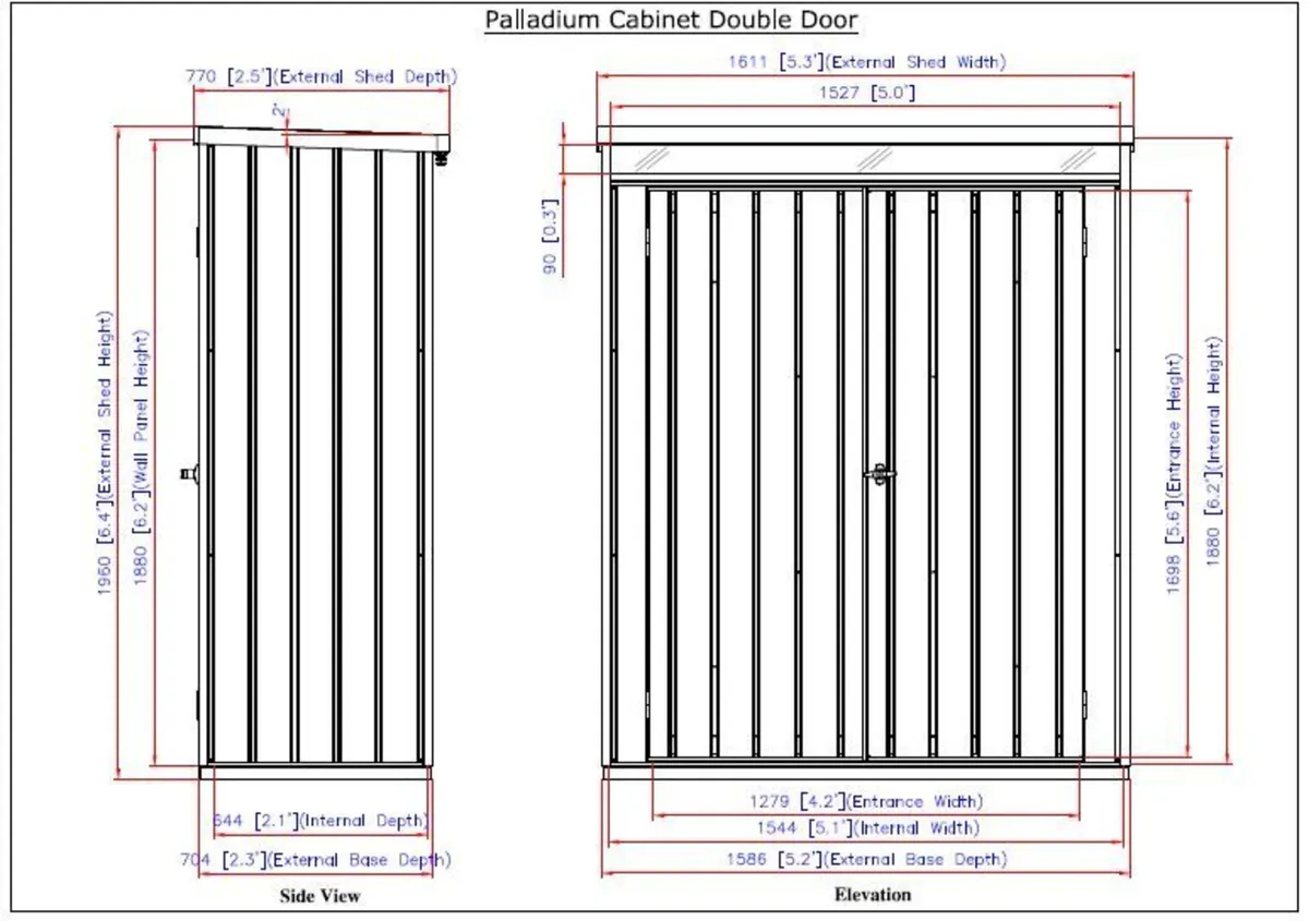 🏡 5x2 Palladium Steel Garden Shed – Grey - Image 4