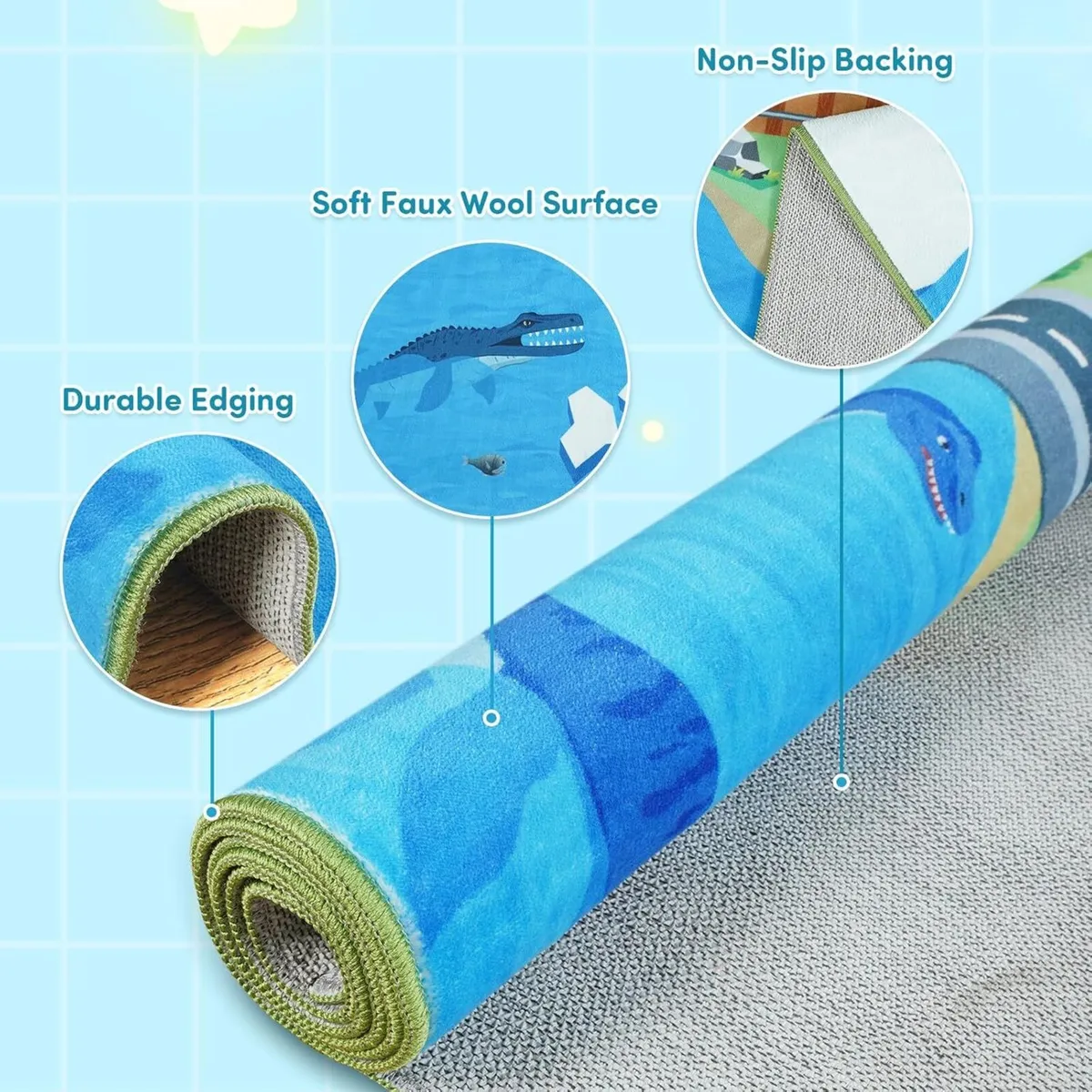 Kids Rug Dinosaur Playmat for Floor Non-Slip - Image 3