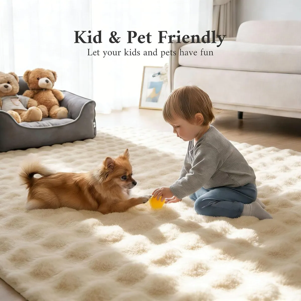 Fluffy Shaggy Rugs Living Room with 3D Bubble - Image 4