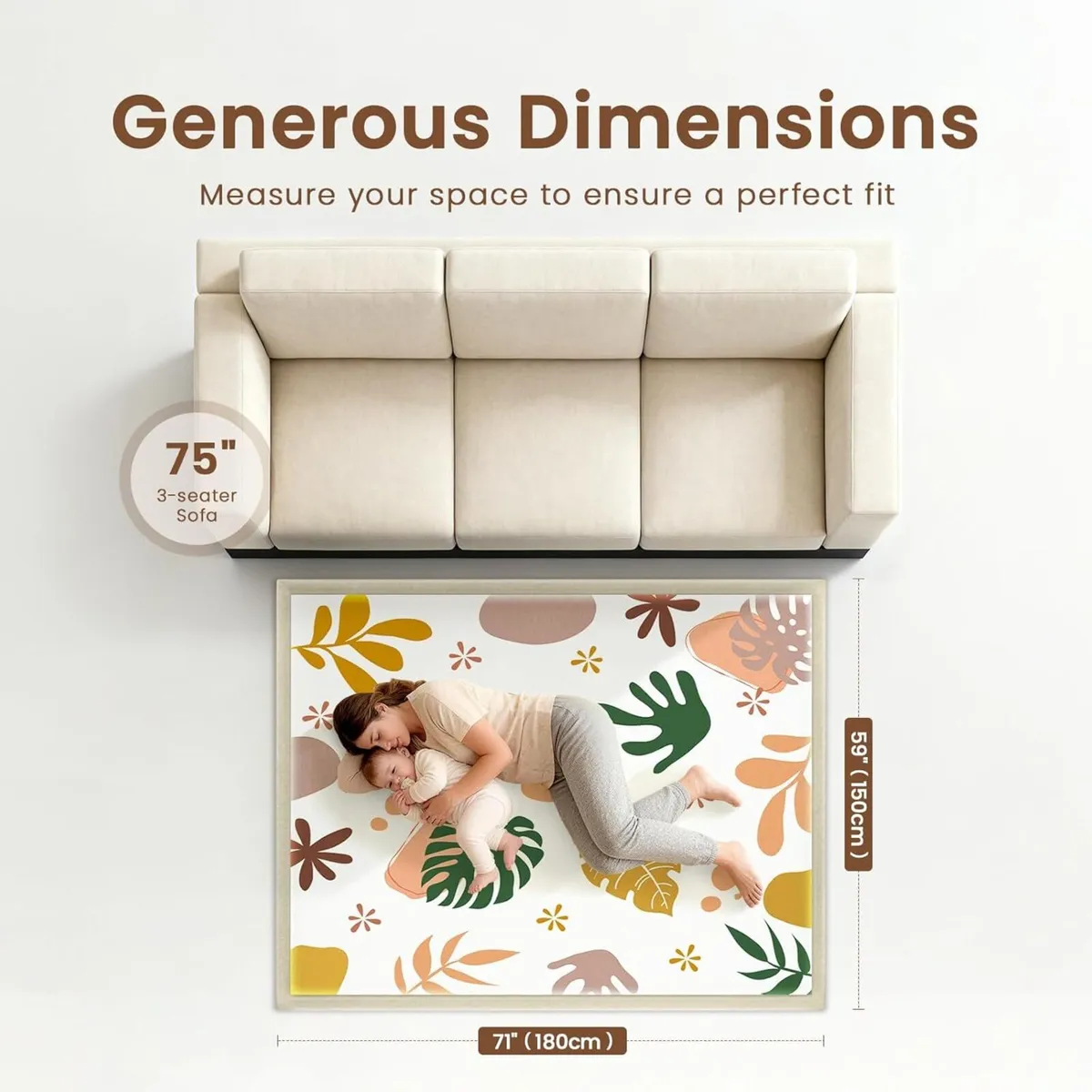 Baby Play Mat for Crawling and 150 x 180cm 3cm - Image 4