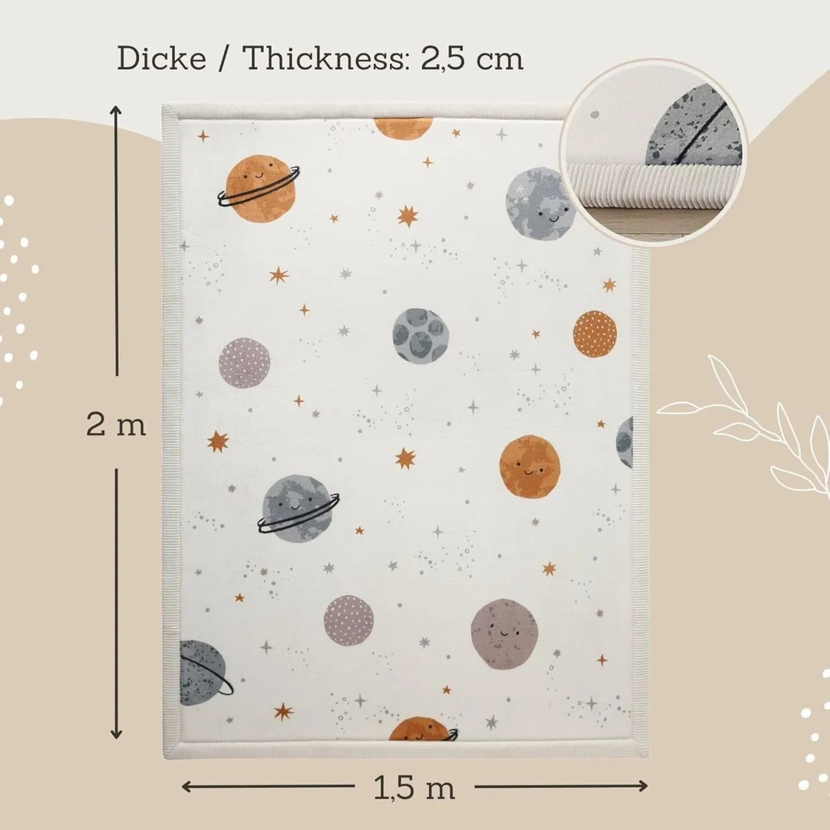 Cloud-soft baby play mat 200x150x2.5cm Planets – - Image 2