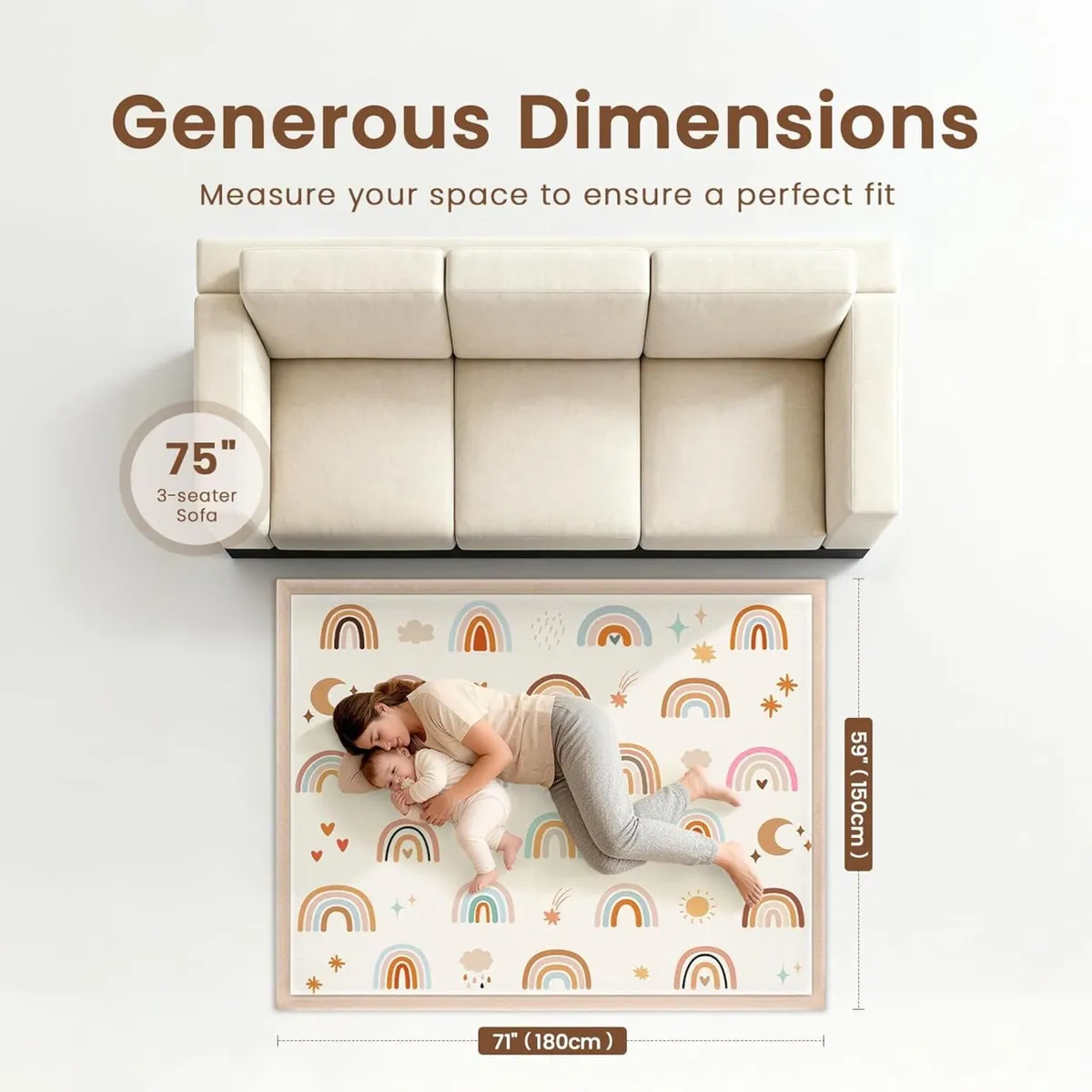 Baby Play Mat for Crawling and 150 x 180cm 3cm - Image 4