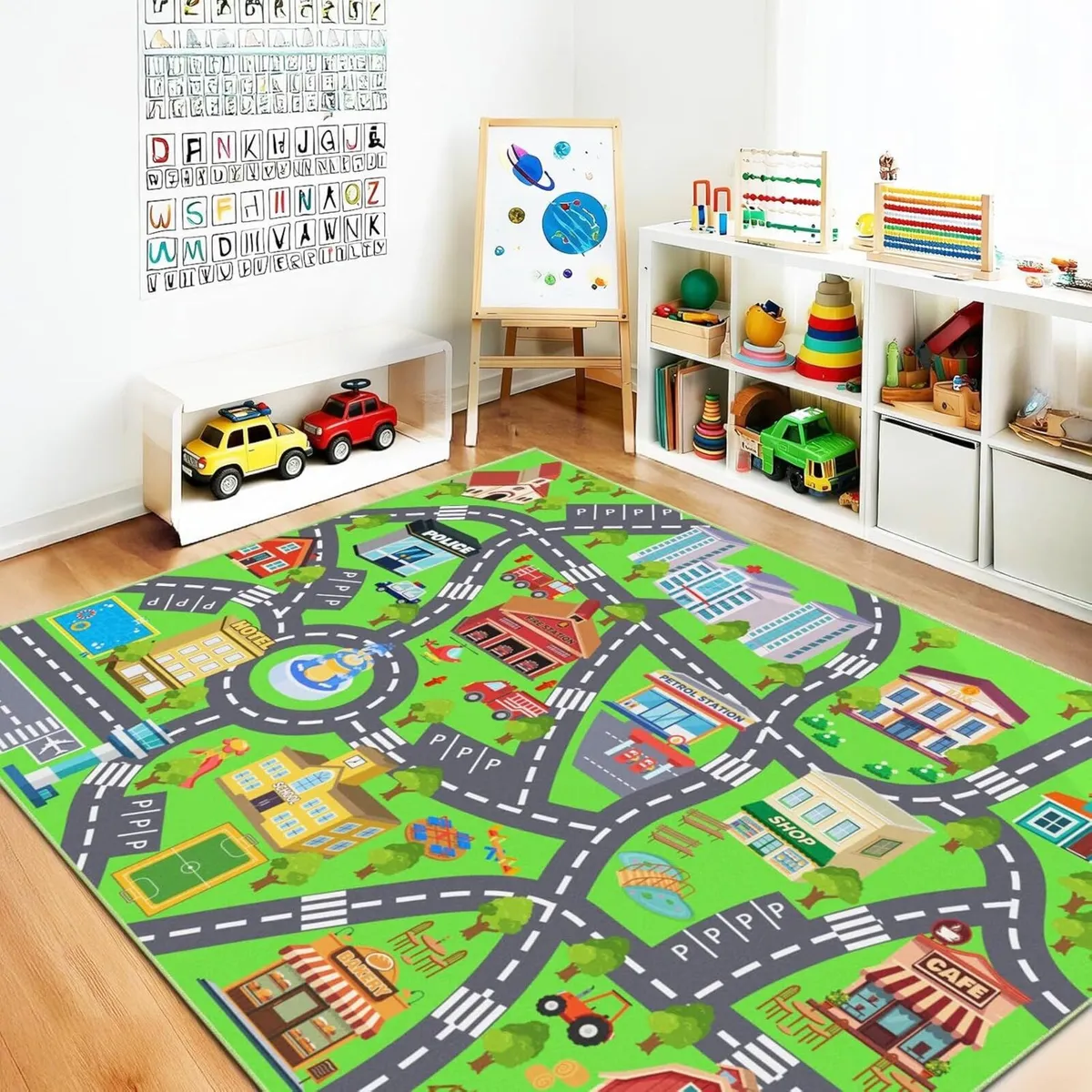 City Road Car Play Mat for Kids Washable Rug - Image 1