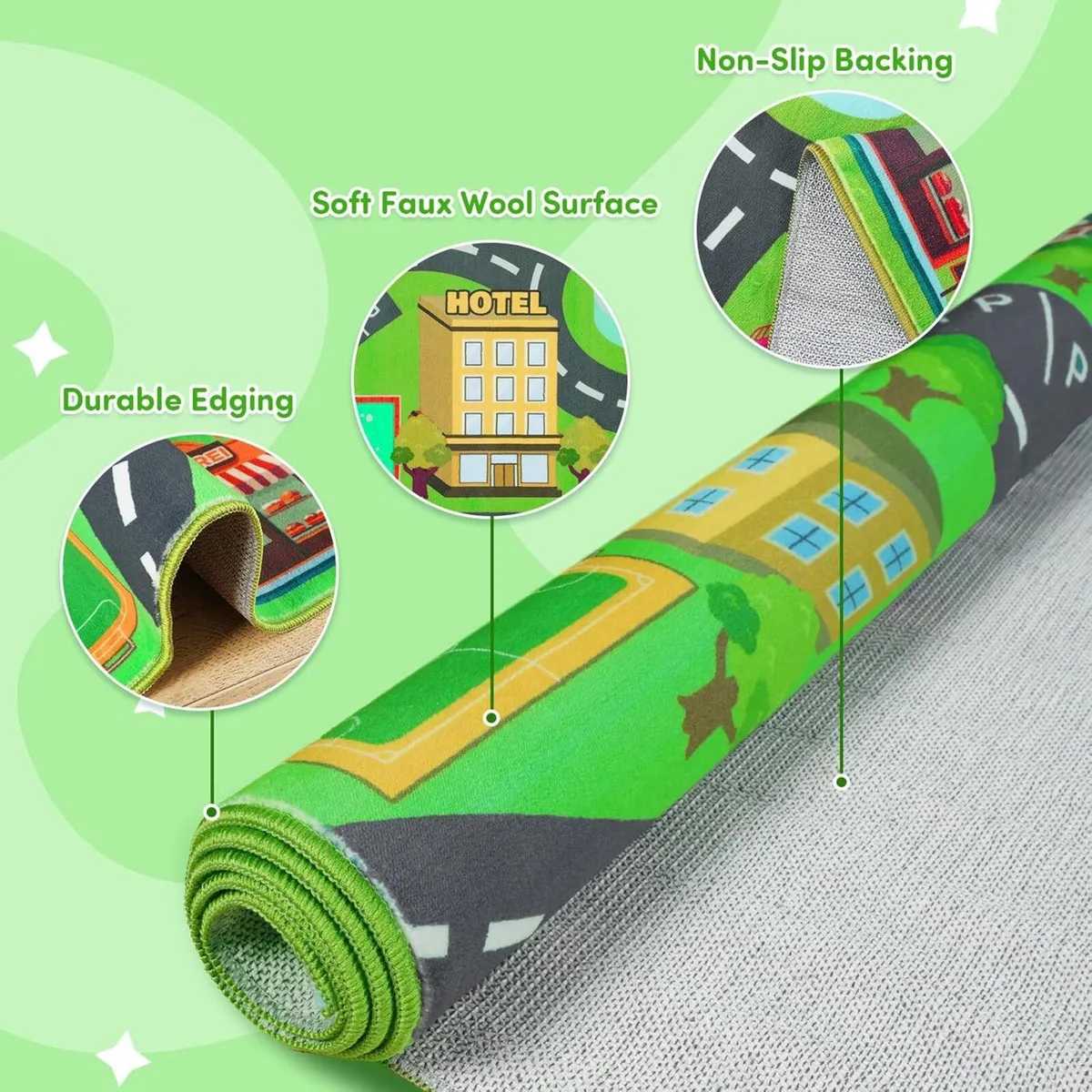 City Road Car Play Mat for Kids Washable Rug - Image 3