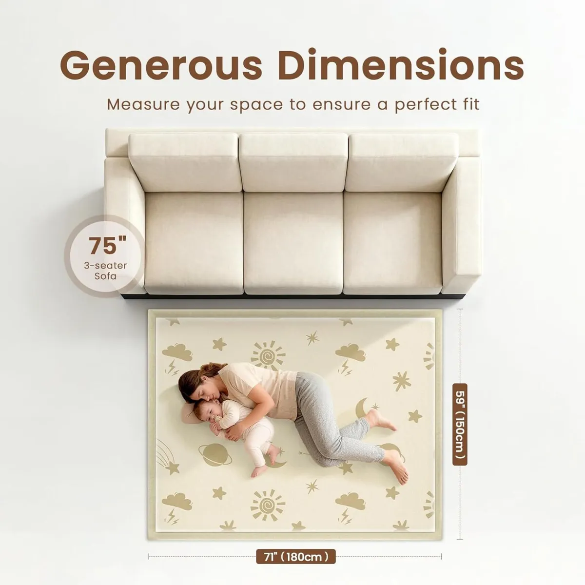 Baby Play Mat for Crawling and 150 x 180cm 3cm - Image 4