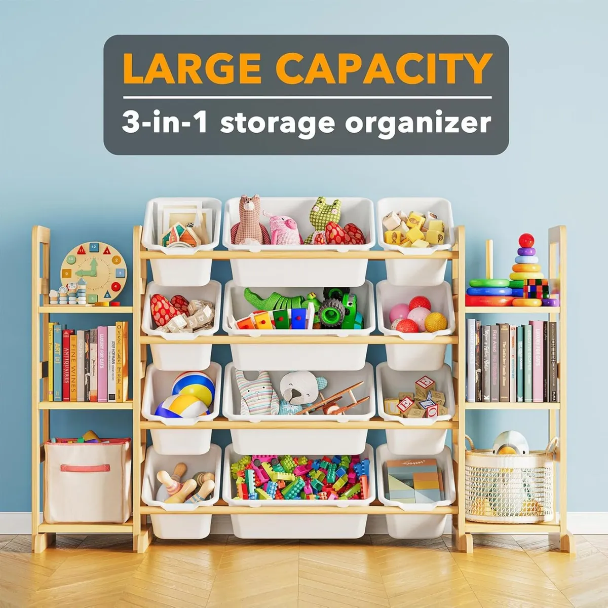 Toy Storage Organizer with 6 Shelves and 12 Bins - Image 3