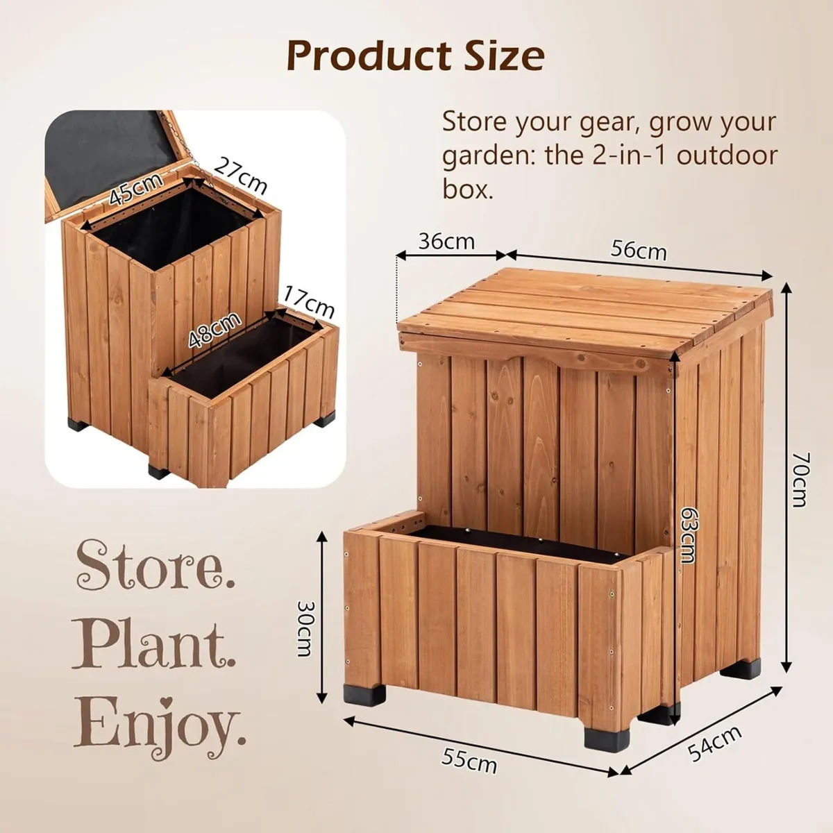 Wooden Parcel Storage Box with Planter Weather - Image 2