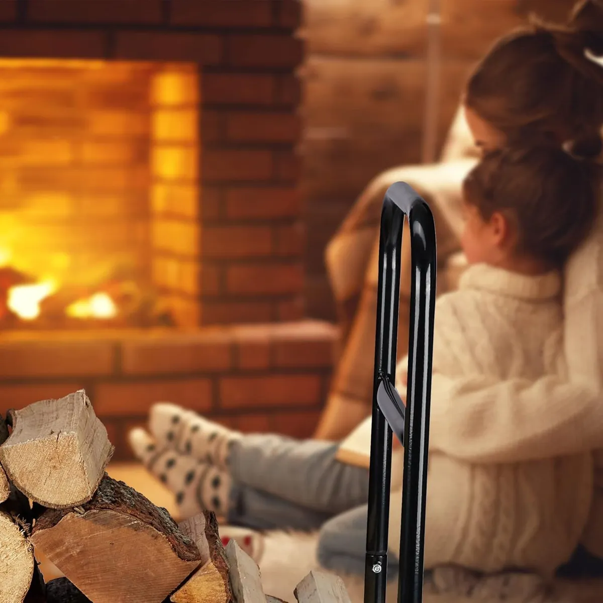 Log Holder Cart Steel Firewood Trolley With 2 - Image 4