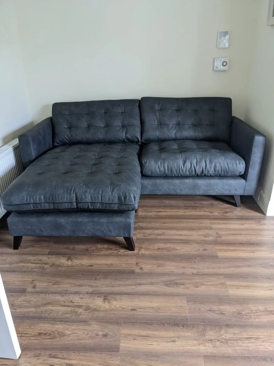 DFS Black Vegan Leather Couch - Image 1