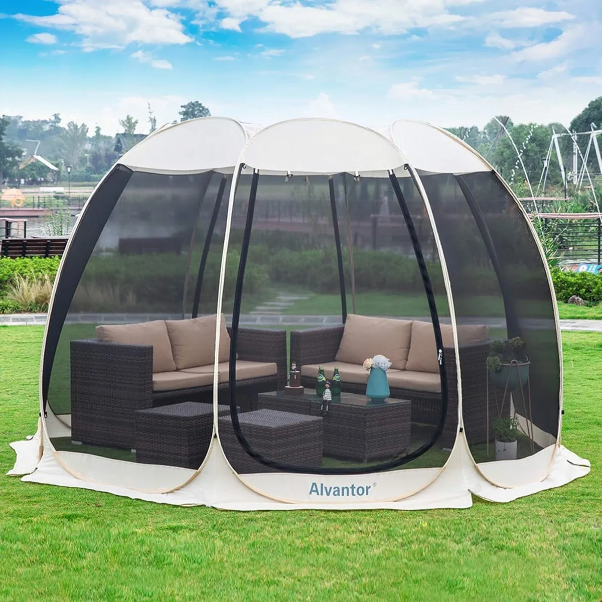 Pop Up Mosquito Net Gazebo for 6 10 15 Persons - Image 1
