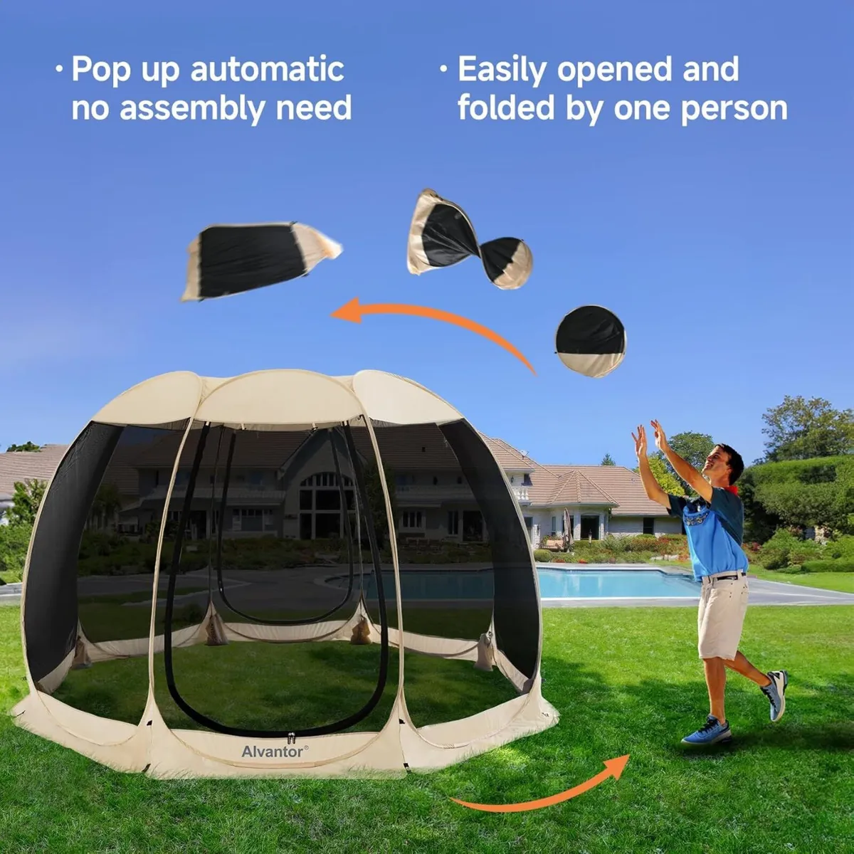Pop Up Mosquito Net Gazebo for 6 10 15 Persons - Image 3
