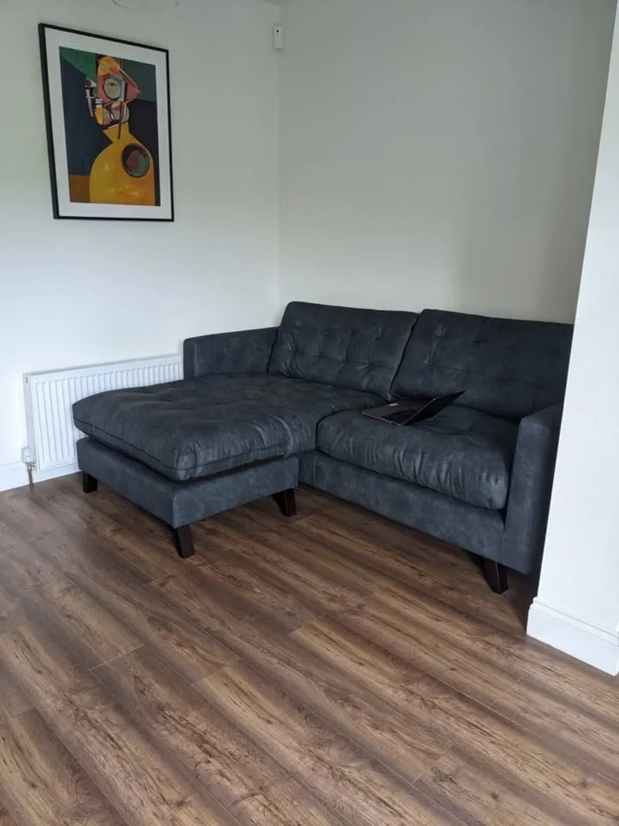 DFS Black Vegan Leather Couch - Image 4