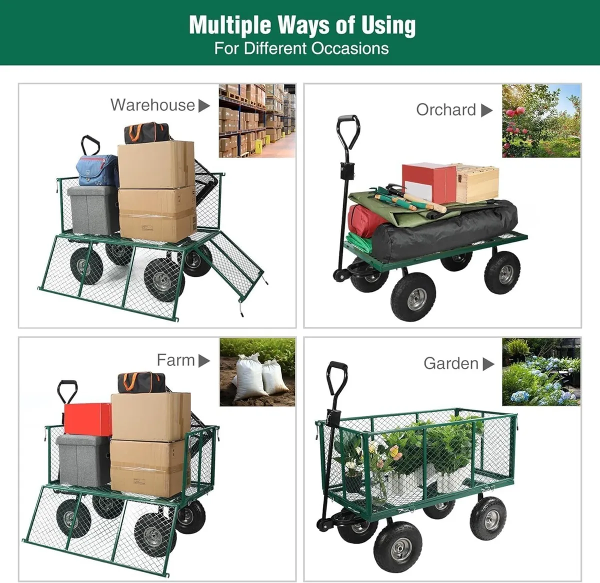 Large Garden Trolley on Wheels XL Heavy Duty - Image 4