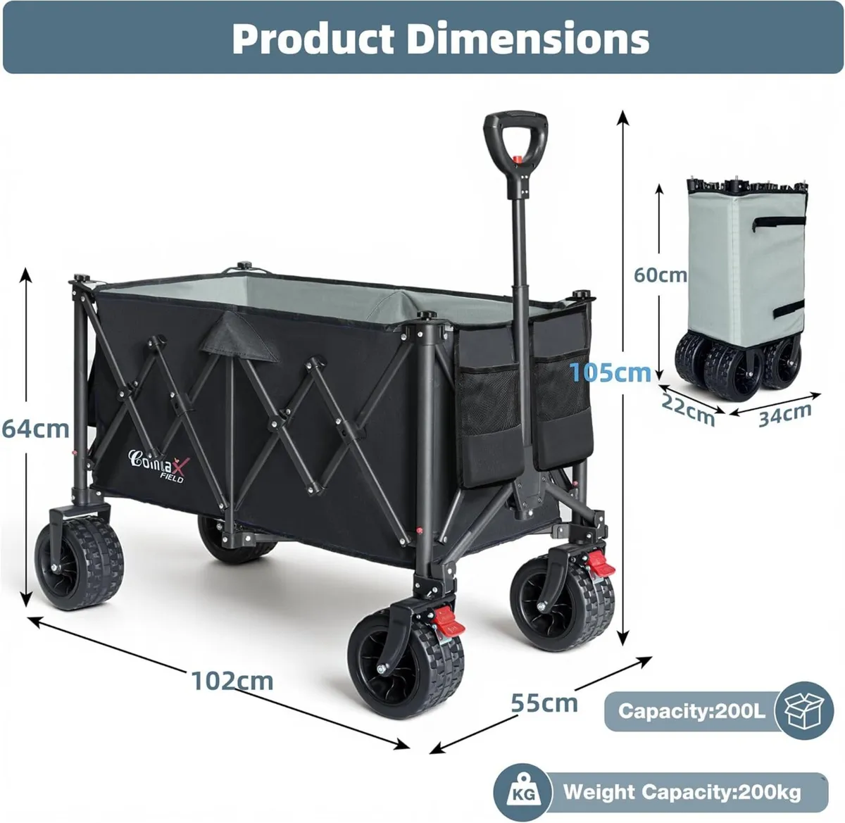 200L Festival Trolley on Wheels 200KG Folding - Image 2