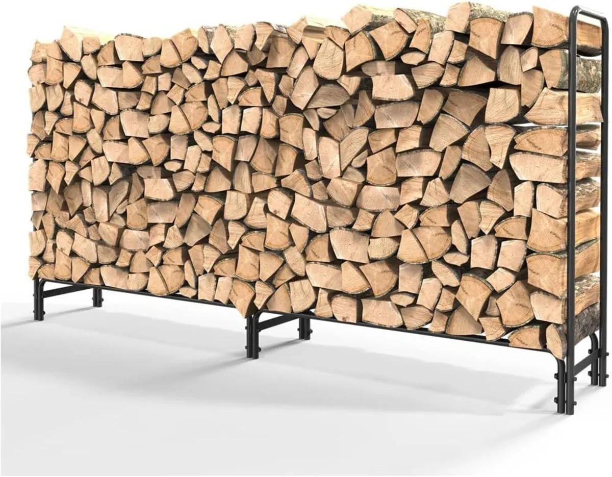 Outdoor Firewood Rack Wood Storage Metal 232.7 x - Image 1