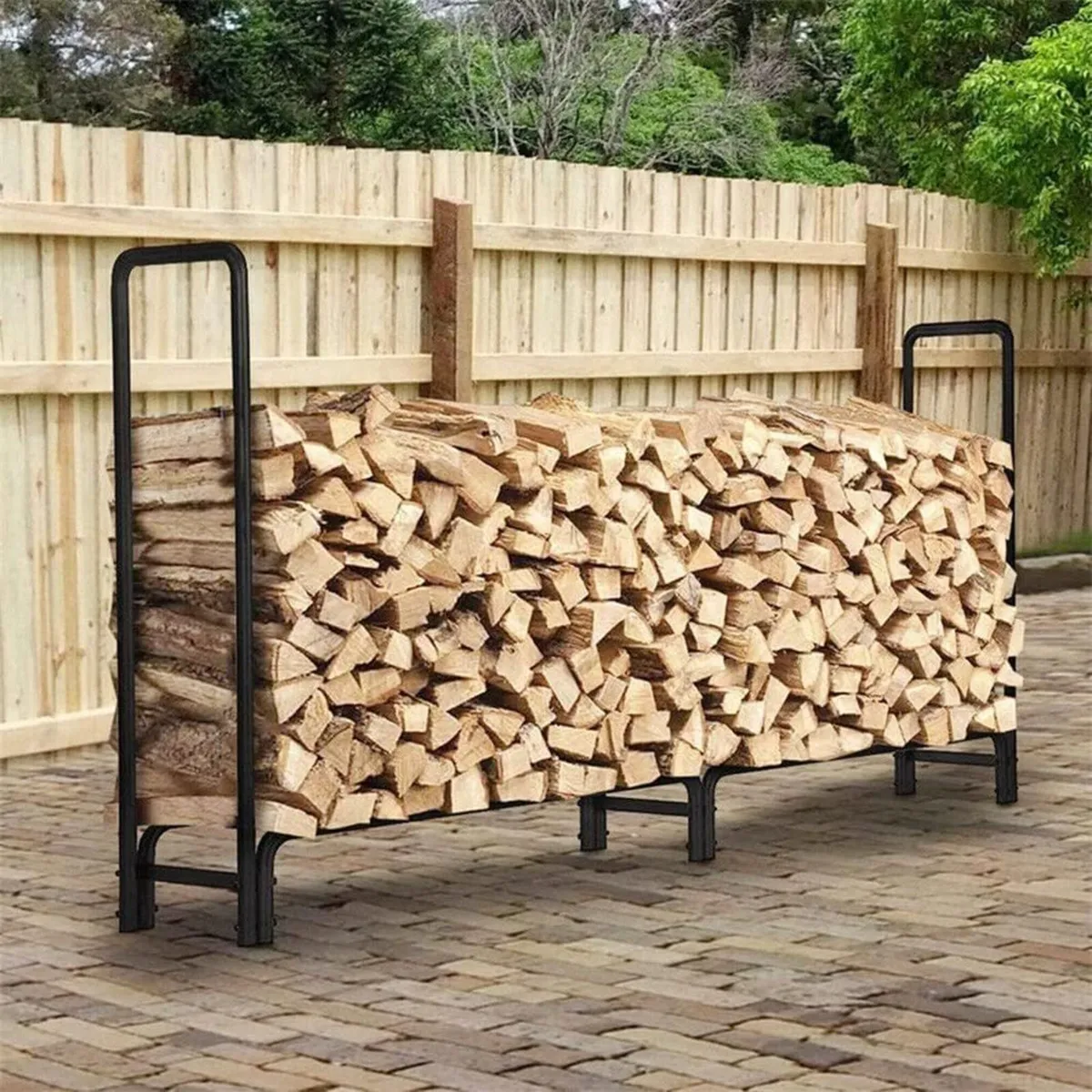 Outdoor Firewood Rack Wood Storage Metal 232.7 x - Image 2