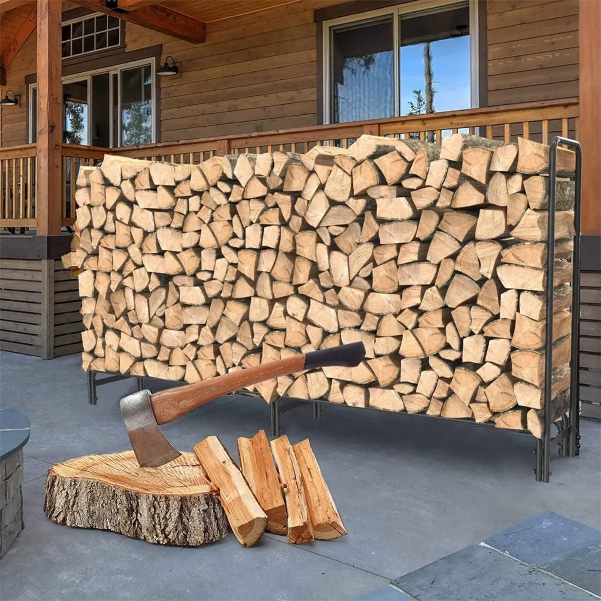 Outdoor Firewood Rack Wood Storage Metal 232.7 x - Image 4