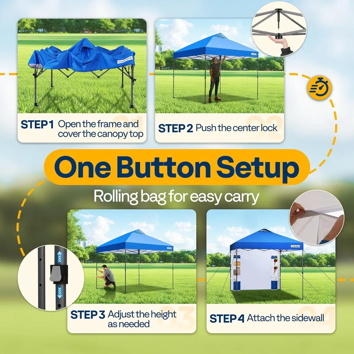 Canopy 3x3m Tent Outdoor Shelter Portable with - Image 3