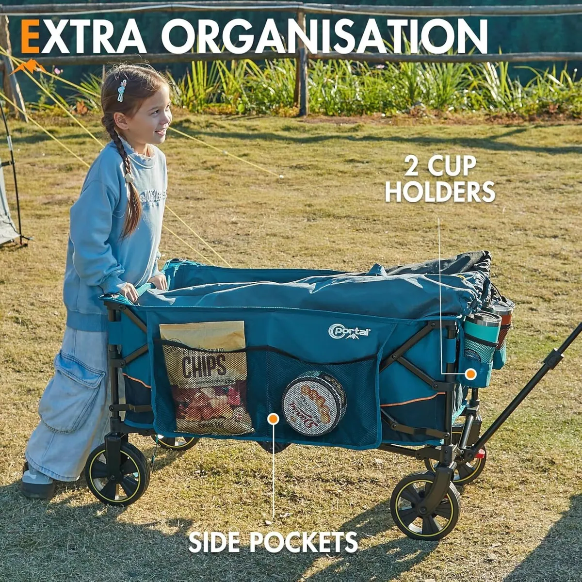 Festival Trolley on Wheels Camping Cart with - Image 3