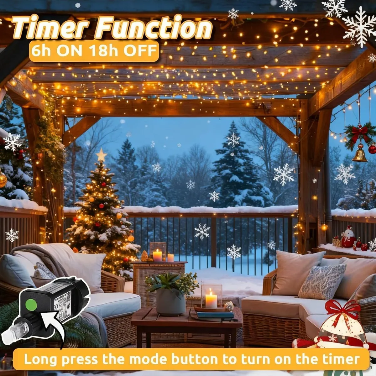 2 Pack 6M x 3M Curtain Lights Plug in 600 LED - Image 2