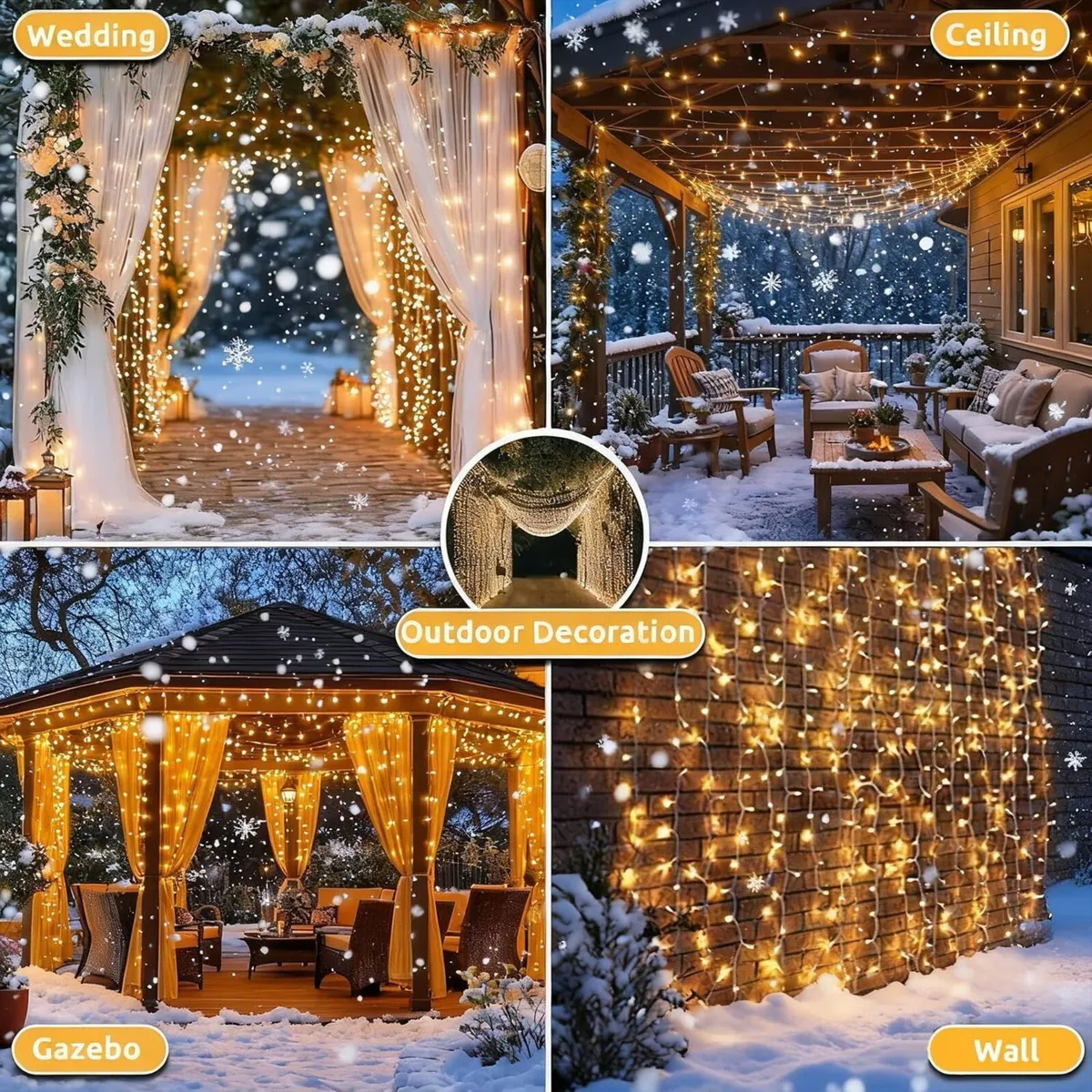 2 Pack 6M x 3M Curtain Lights Plug in 600 LED - Image 3