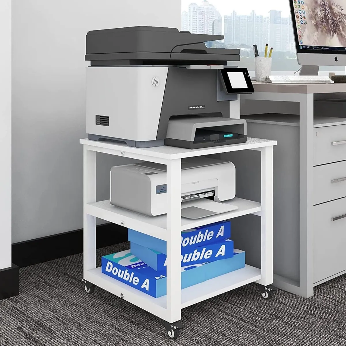 3-Tier Laser Printer Stand with Storage 50x50x57.5 - Image 1