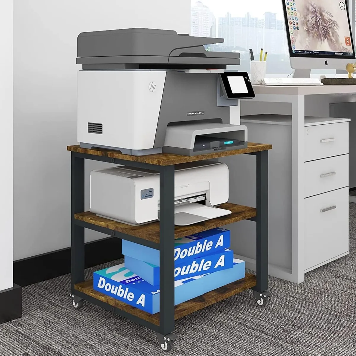 3-Tier Laser Printer Stand with Storage 50x50x57.5 - Image 1
