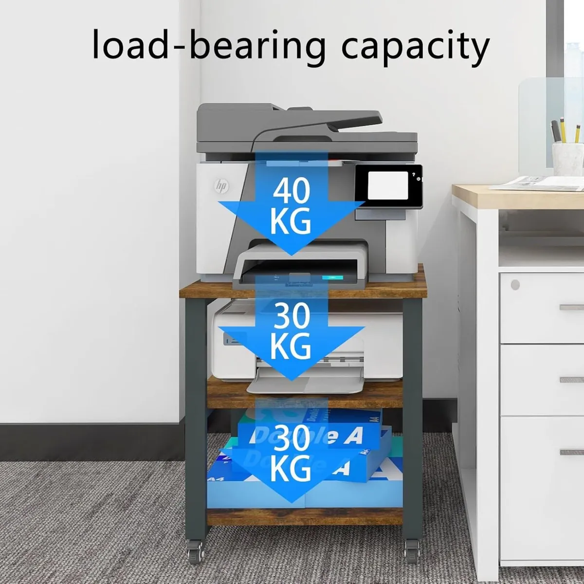 3-Tier Laser Printer Stand with Storage 50x50x57.5 - Image 4