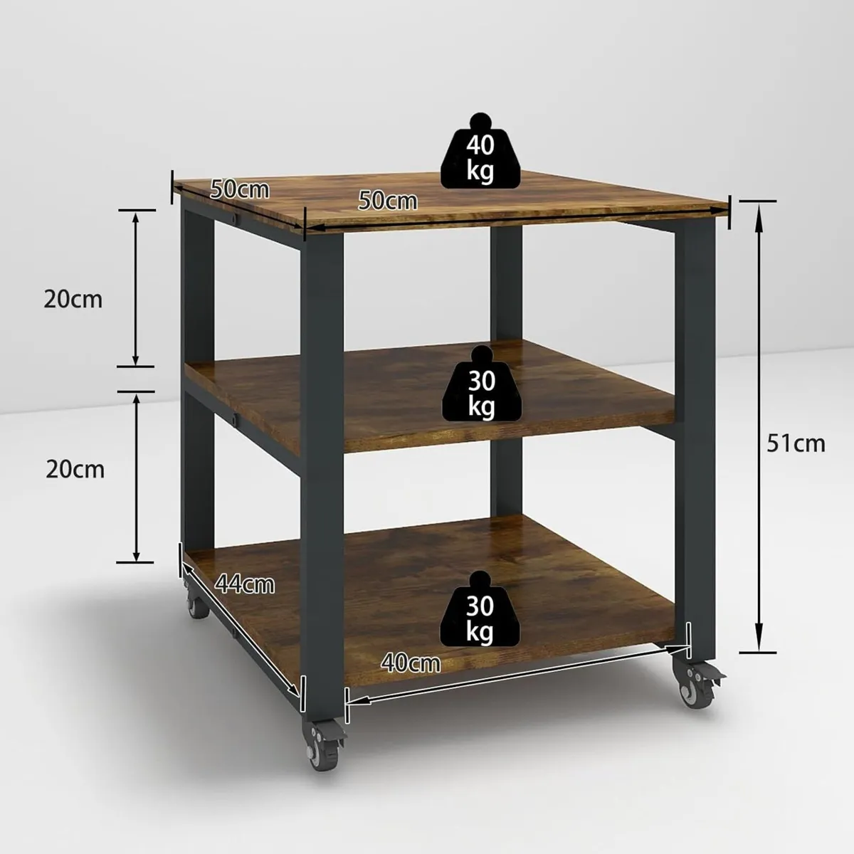 3-Tier Laser Printer Stand with Storage 50x50x57.5 - Image 2