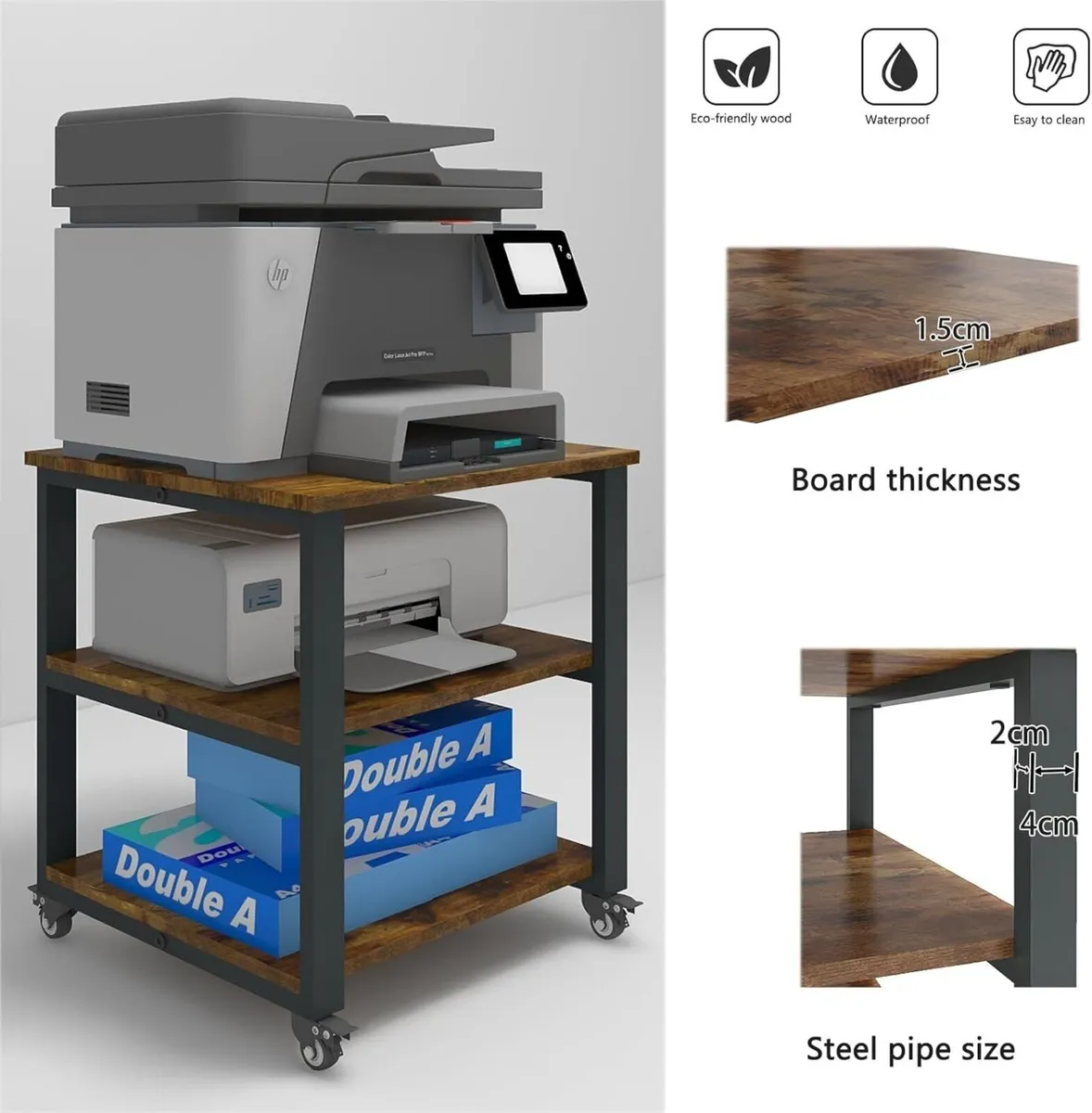 3-Tier Laser Printer Stand with Storage 50x50x57.5 - Image 3