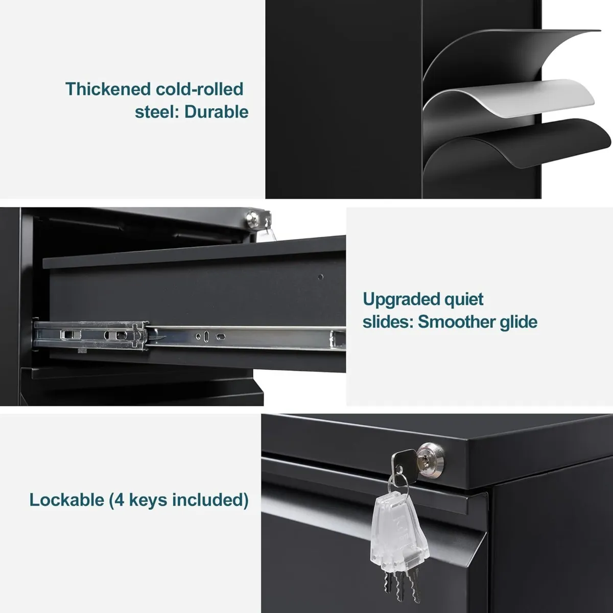 Mobile Filing Cabinet Under Desk 4-Drawer - Image 4