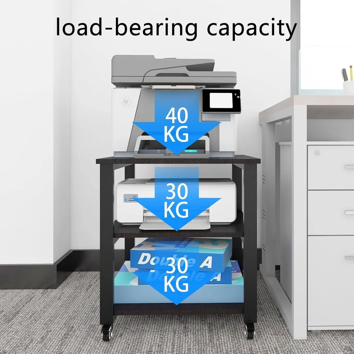 3-Tier Laser Printer Stand with Storage 50x50x57.5 - Image 3