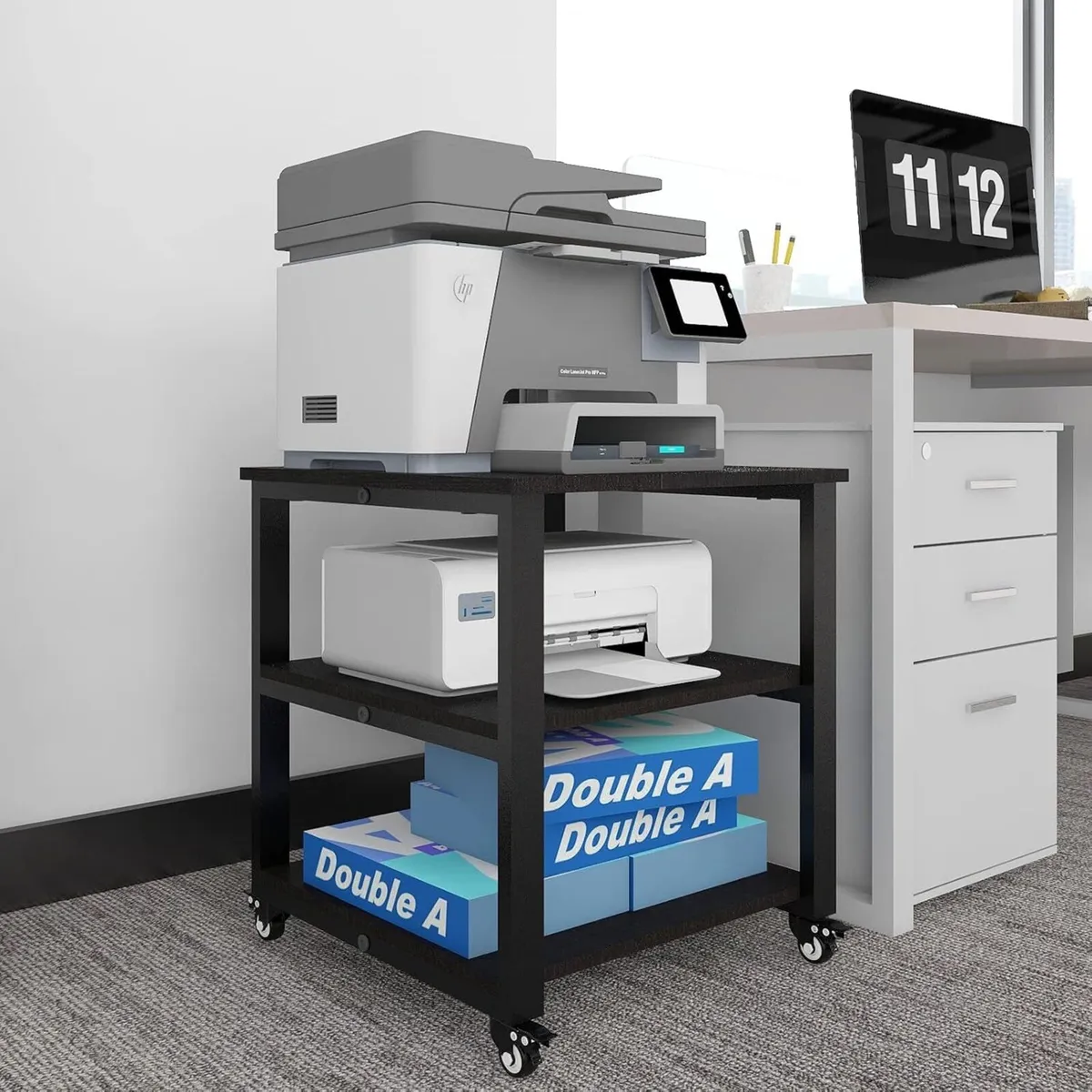 3-Tier Laser Printer Stand with Storage 50x50x57.5 - Image 1