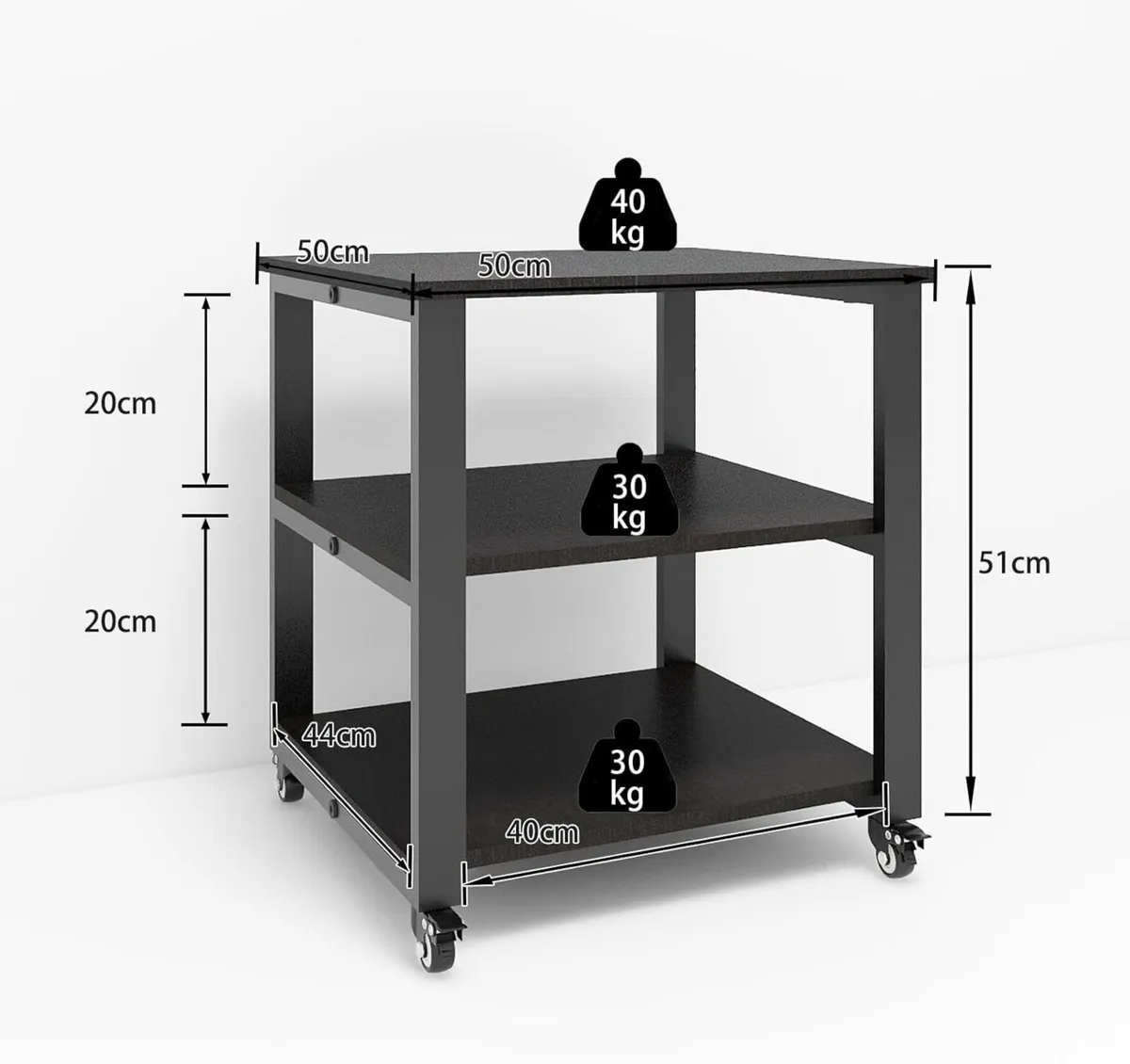 3-Tier Laser Printer Stand with Storage 50x50x57.5 - Image 2
