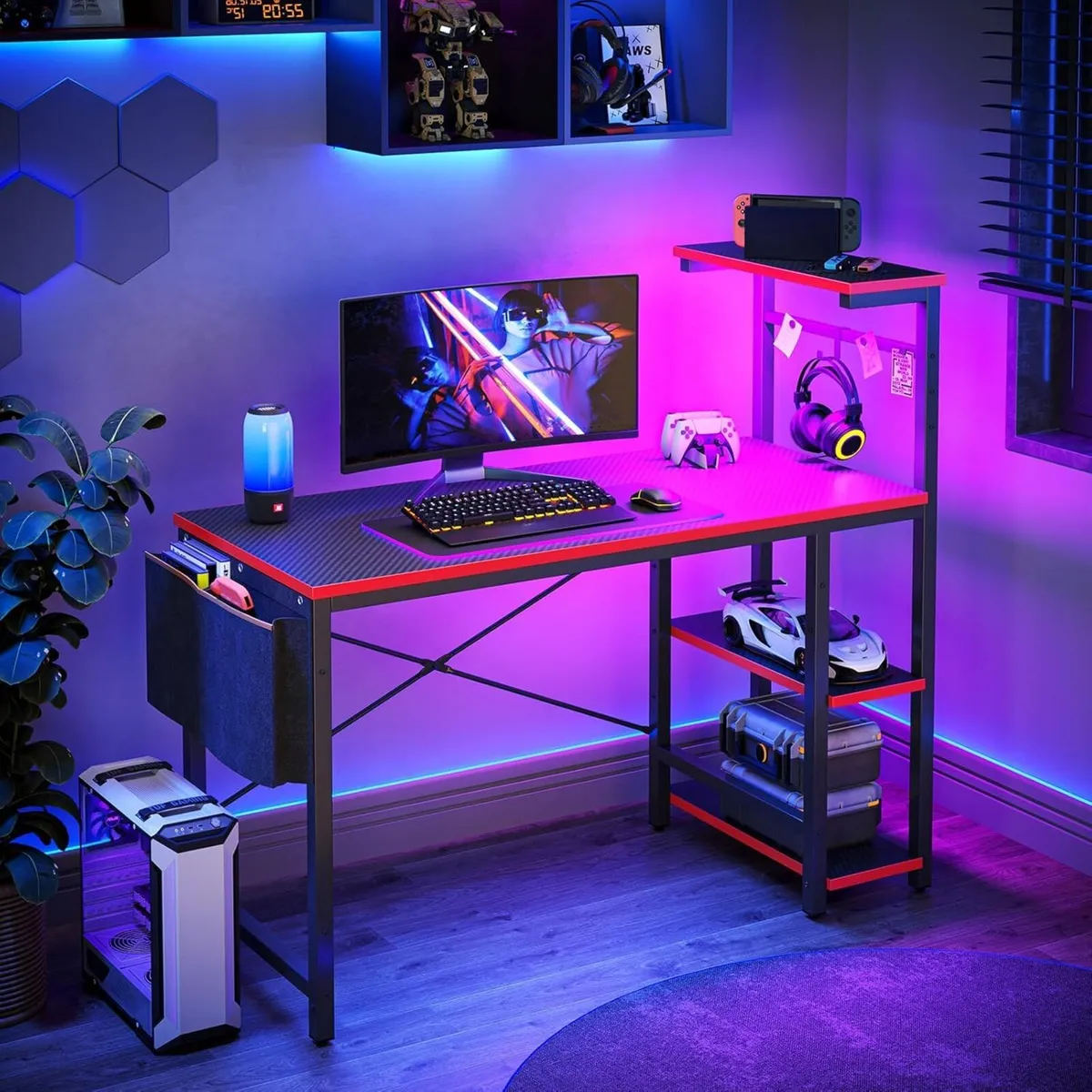 113CM Reversible Corner Gaming Desk with RGB LED - Image 2