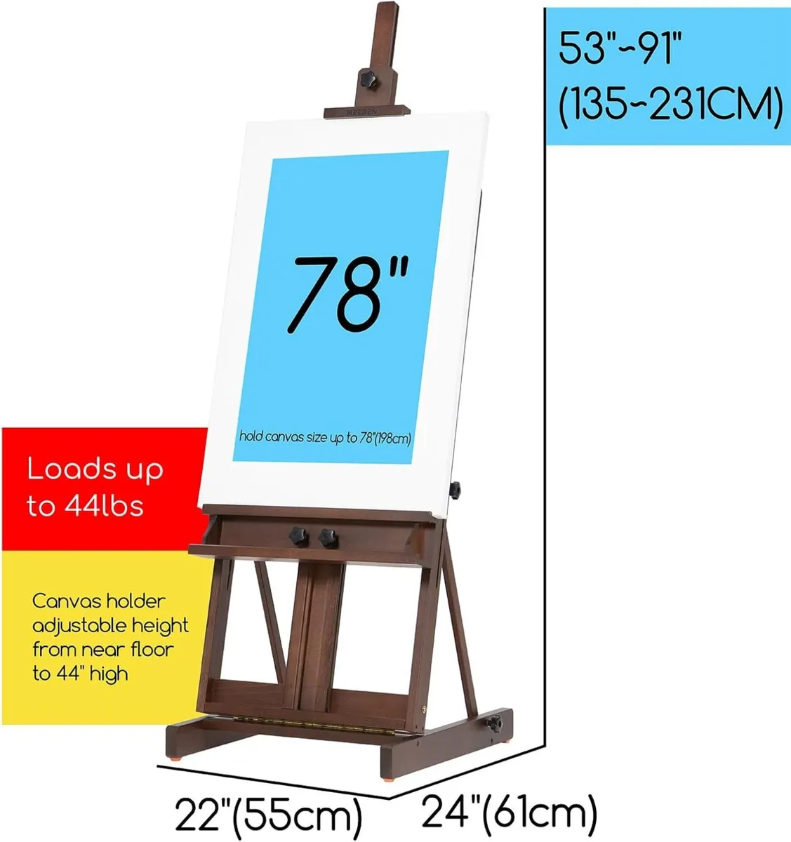 Large H-Frame Beechwood Easel – Adjustable - Image 3