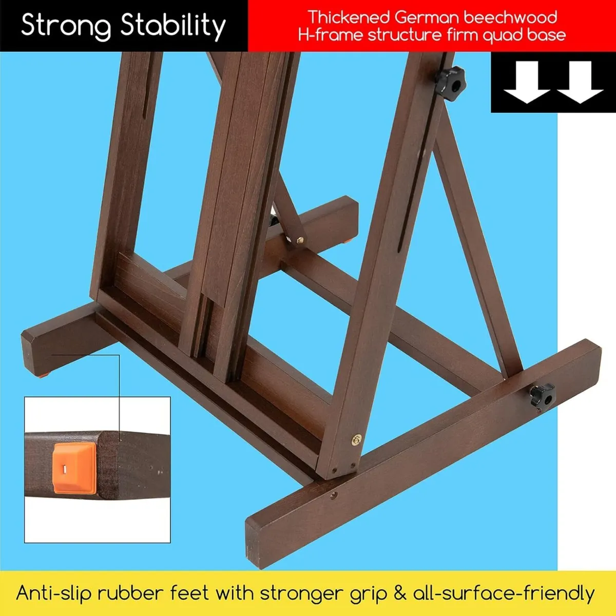 Large H-Frame Beechwood Easel – Adjustable - Image 4