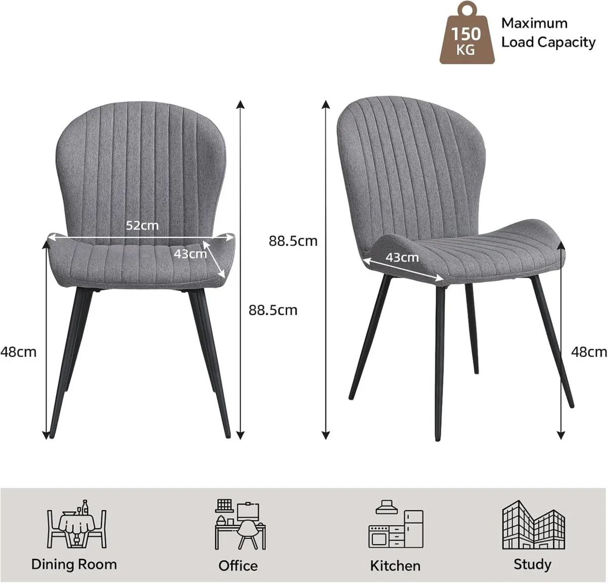 Dining Chairs Set of 2 Upholstered High Back Soft - Image 3