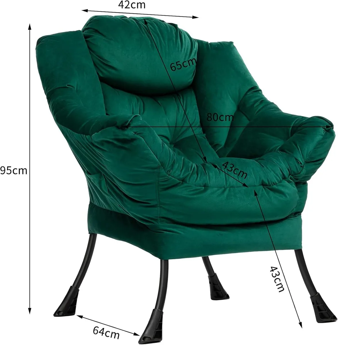 Armchair Comfy Chair Living Room Velvet Reading - Image 2