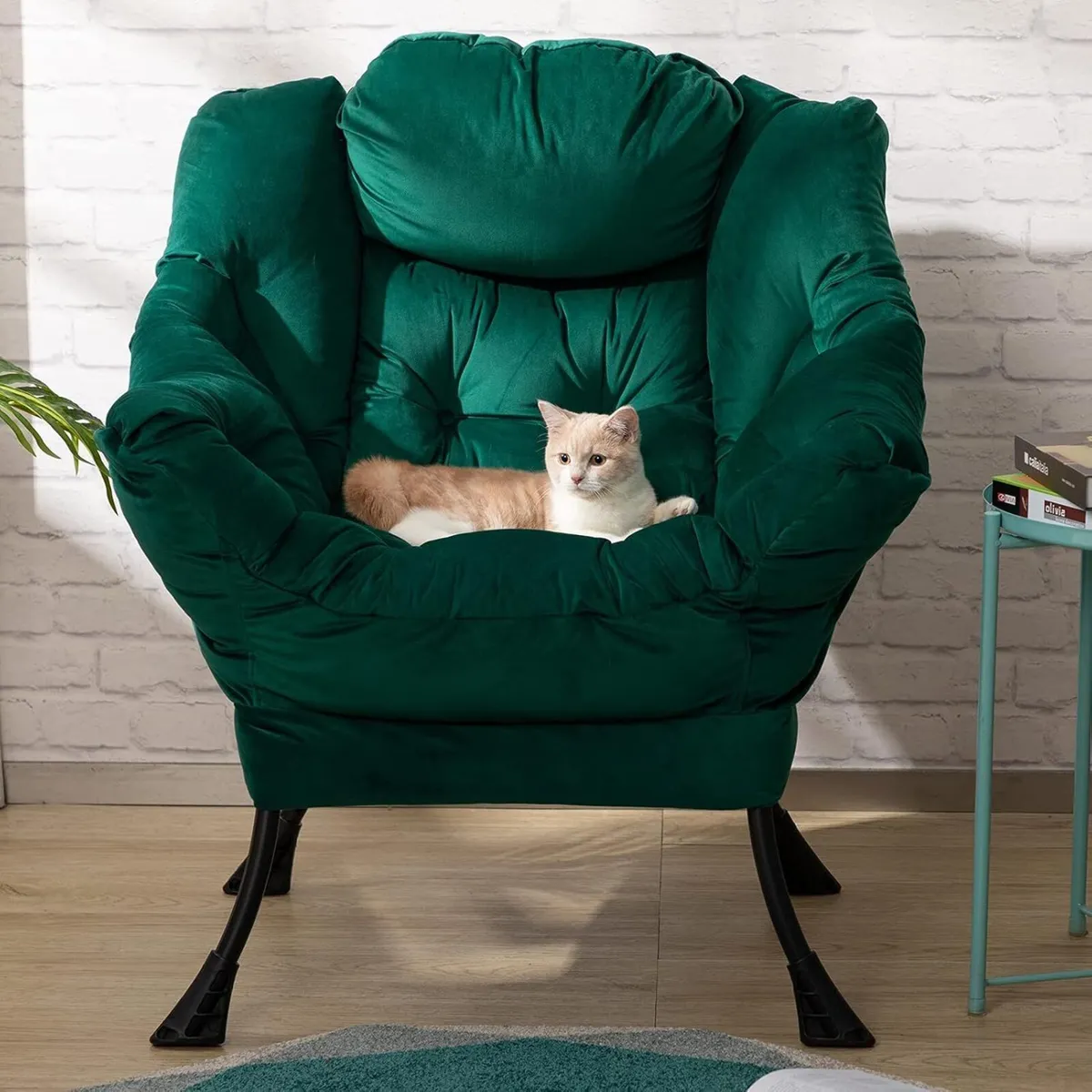 Armchair Comfy Chair Living Room Velvet Reading - Image 1