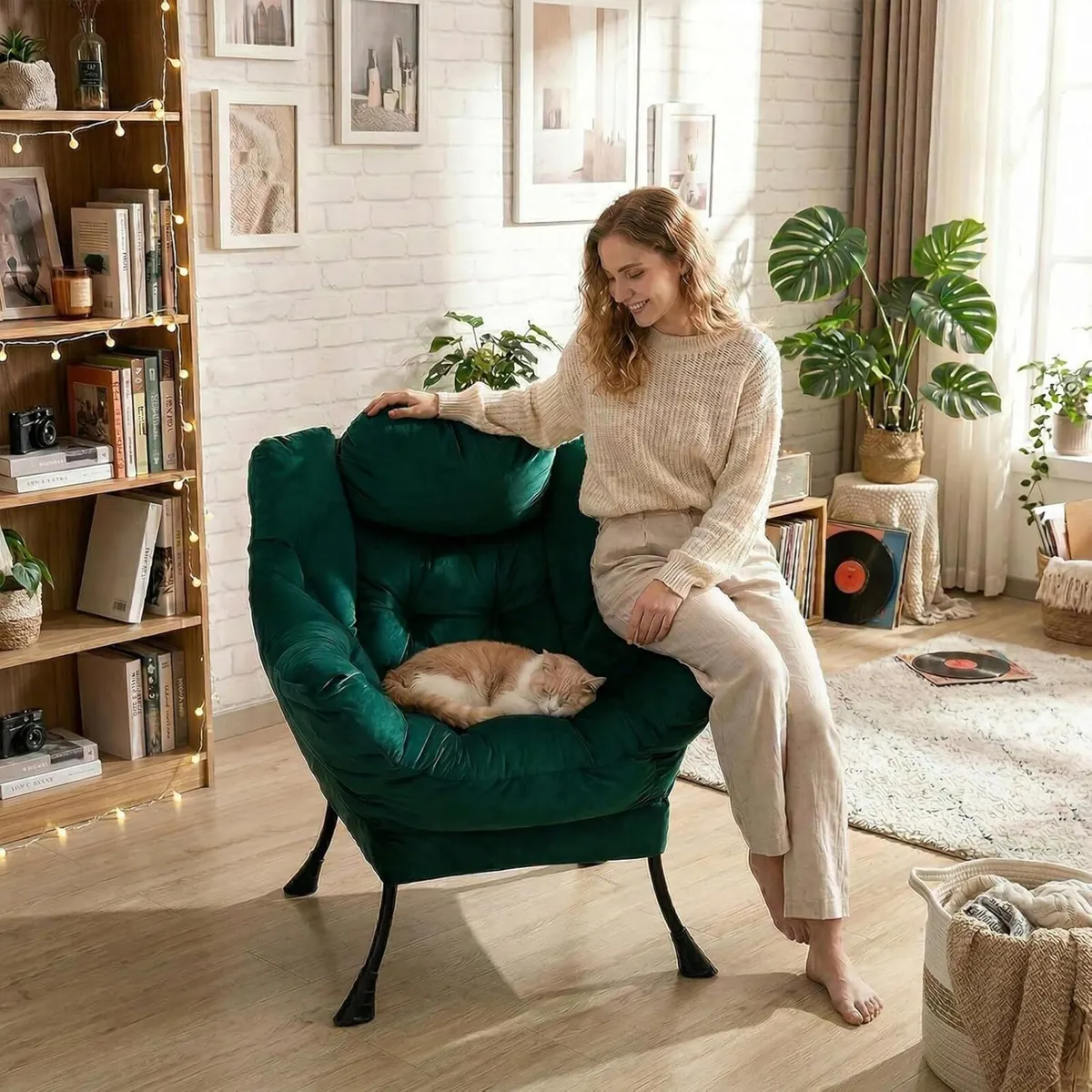 Armchair Comfy Chair Living Room Velvet Reading - Image 3